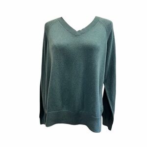 Lucky Brand Vintage Vibe V-Neck Sweater | Sage Green Cozy Knit | Medium